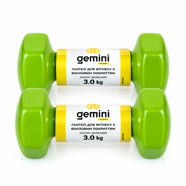 Гантели Gemini Sport для фитнеса с виниловым покрытием 2шт по 3.0кг GSD-3.0GR - Фото 3 Гантели Gemini Sport для фитнеса с виниловым покрытием 2шт по 3.0кг GSD-3.0GR - изображение 3