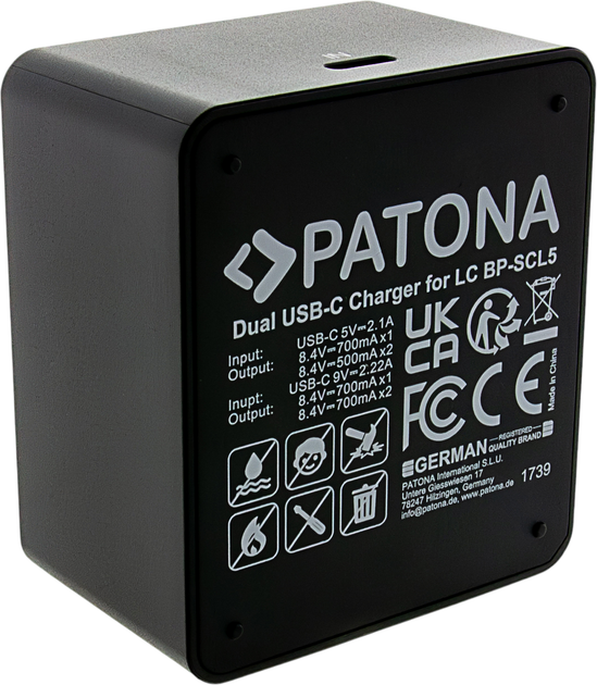 Зарядний пристрій PATONA Dual Charger with USB-C Cable для Leica M10 / M10P / M10R (BP-SCL5, 24003) (4055655257565) - Фото 4 Зарядний пристрій PATONA Dual Charger with USB-C Cable для Leica M10 / M10P / M10R (BP-SCL5, 24003) (4055655257565) - зображення 4