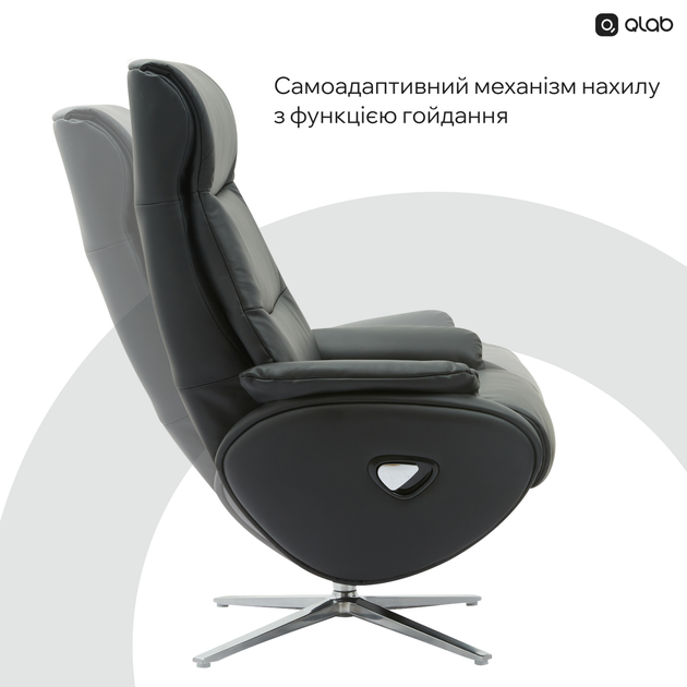 Крісло-реклайнер софа Qlab RC210B Leather Black - зображення 14
