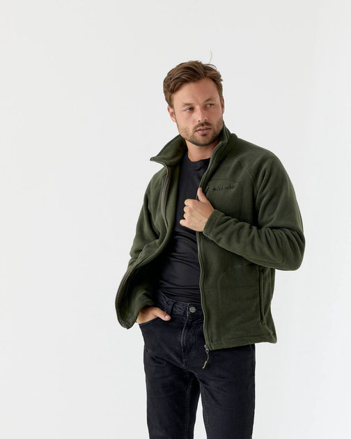 Чоловіча флісова кофта з вишивкою Columbia хакі 3XL - Фото 7 Чоловіча флісова кофта з вишивкою Columbia хакі 3XL - зображення 7
