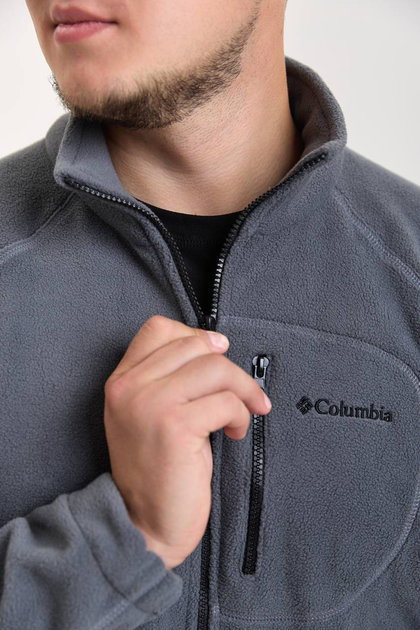 Чоловіча флісова кофта з вишивкою Columbia графітова 3XL - Фото 6 Чоловіча флісова кофта з вишивкою Columbia графітова 3XL - зображення 6