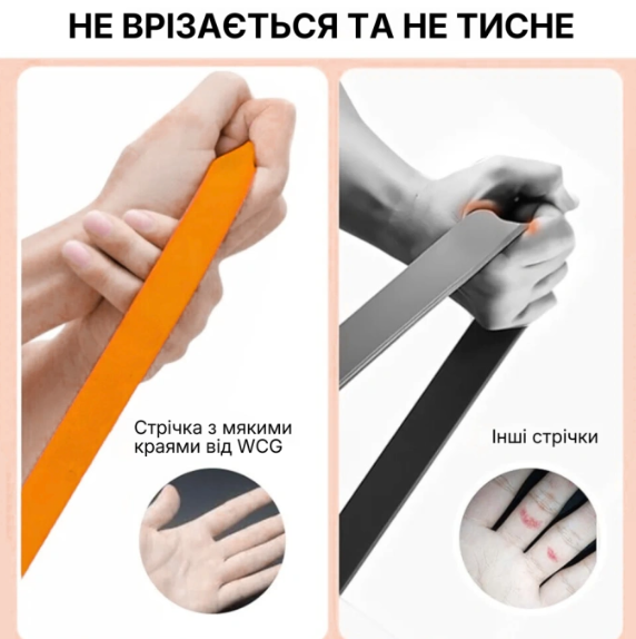 Гума для підтягування WCG W-4090O PowerStrip тренування і фітнес Level 3 28мм 27-45кг помаранчовий - Фото 7 Гума для підтягування WCG W-4090O PowerStrip тренування і фітнес Level 3 28мм 27-45кг помаранчовий - зображення 7
