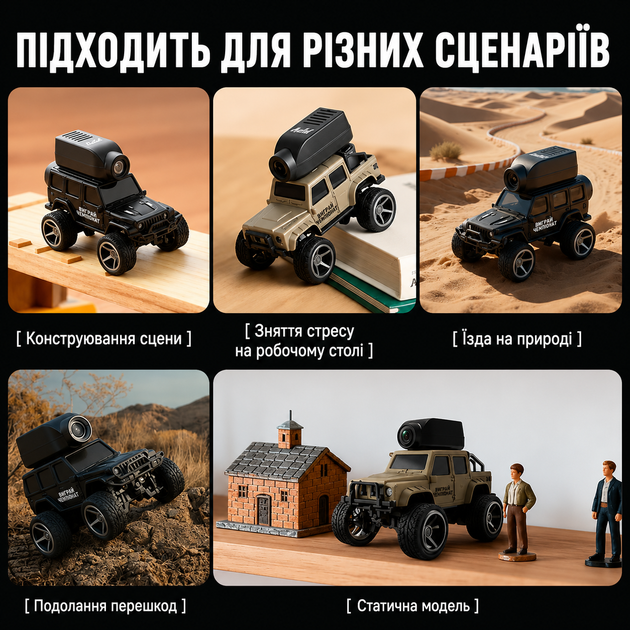 Міні машинка на радіокеруванні KFPLAN KF32 1:64 з камерою 480P, RC авто 2WD на пульті 2.4GHz, пропорційне керування - Фото 3 Міні машинка на радіокеруванні KFPLAN KF32 1:64 з камерою 480P, RC авто 2WD на пульті 2.4GHz, пропорційне керування - зображення 3
