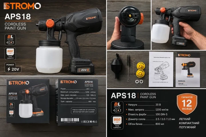 Аккумуляторный краскопульт Stromo APS18 (без АКБ и ЗУ) - изображение 2
