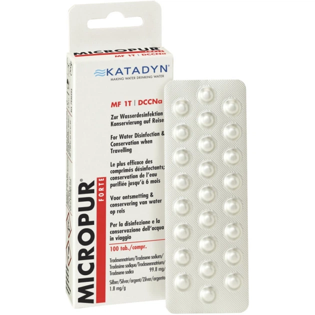 Таблетки для дезинфекции воды Katadyn Micropur Forte MF 1T/100 4x25шт - Фото 1 Таблетки для дезинфекции воды Katadyn Micropur Forte MF 1T/100 4x25шт - изображение 1