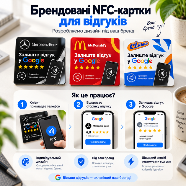 Табличка NFC CARD Branded 10x10 см для отзывов Google - изображение 4