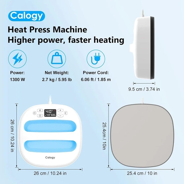 Термопрес Calogy 25×25 см для футболок і термотрансферу до 210°C - зображення 2