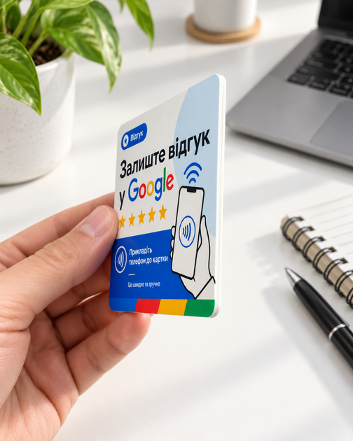 Табличка NFC CARD Review для отзывов Google 10x10 см - изображение 2