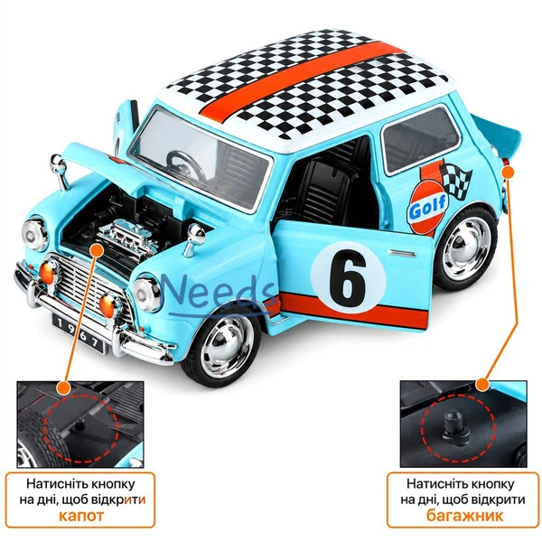 Машинка Mini Cooper игрушка моделька металлическая коллекционная 14 см Голубой (4199019) - Фото 2 Машинка Mini Cooper игрушка моделька металлическая коллекционная 14 см Голубой (4199019) - изображение 2