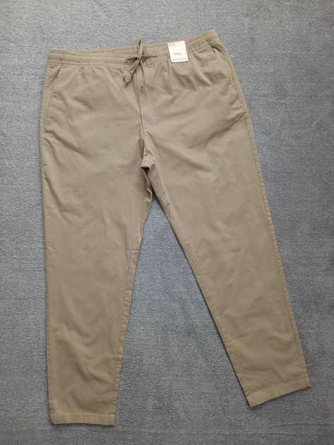 Мужские бежевые штаны Marks & Spencer Tapered Fit р. XL - изображение 2