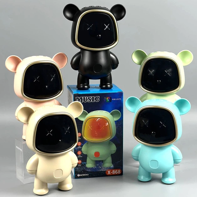 Бездротова портативна Bluetooth колонка Ведмедик X-868 з яскравим RGB підсвічуванням 1200 mAh (16 см) Рожевий - Фото 3 Бездротова портативна Bluetooth колонка Ведмедик X-868 з яскравим RGB підсвічуванням 1200 mAh (16 см) Рожевий - зображення 3