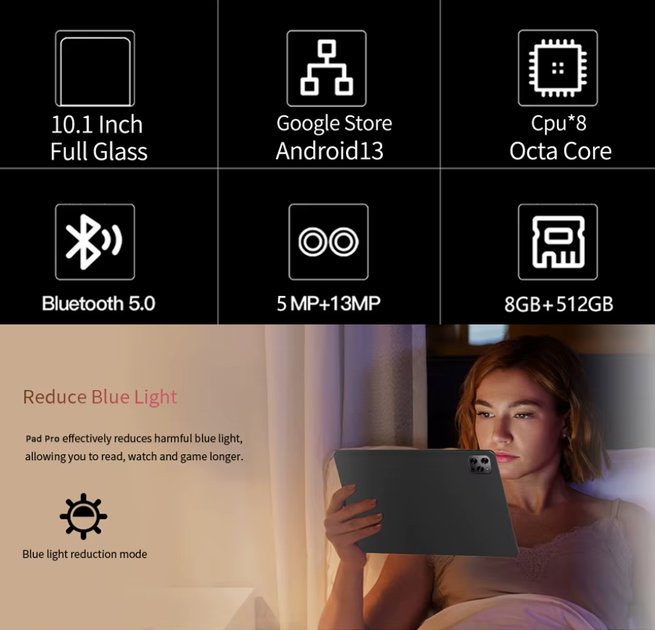 Планшет BDF P50 New 8/512Gb 10.1", 1280x800, IPS, silver + чехол - изображение 7