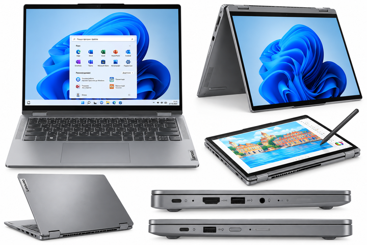 Ноутбук-трансформер Lenovo IdeaPad Flex 5 14ABR8 14" WUXGA Touch / Ryzen 7 7730U / 16GB / 512GB SSD / Windows 11 - Б/У - изображение 3