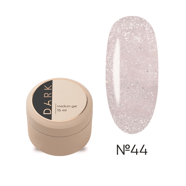 Гель для укрепления ногтей Dark Medium Gel No44 розовый с голографическим шиммером 15 мл - Фото 1 Гель для укрепления ногтей Dark Medium Gel No44 розовый с голографическим шиммером 15 мл - изображение 1