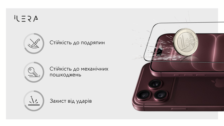 Набор защитного стекла для смартфона Apple iPhone 18 Pro Max iLera Fantom Glass 2.0 Black (ILFANT18PRMX) - изображение 12
