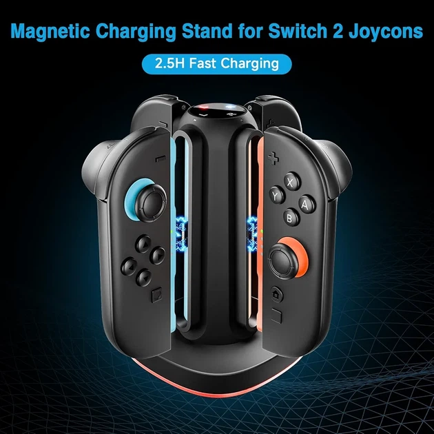 Зарядная станция MARSDOCK 4 в 1 для Nintendo Switch 2 и Joy-Con 2, магнитная быстрая зарядка, RGB-подсветка - изображение 2