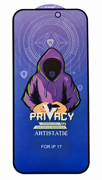 Защитное стекло антишпион Mietubl MTB Privacy для iPhone 17, 9H, антистатическое, черная рамка - изображение 3