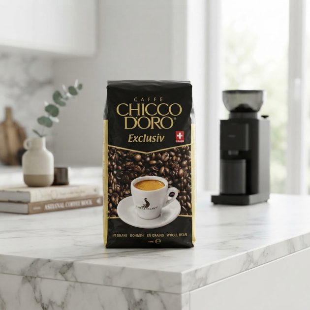 Зернова кава 1015 г Chicco d'Oro Exclusiv купаж арабіки робусти середнє обсмаження насичена кава з кофеїном 1 кг для еспресо кавомашини капучино лате американо вакуумне пакування - зображення 8