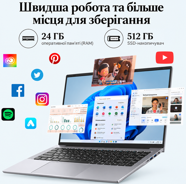 Ноутбук 15.3" Brhona UL155-TY-24 Intel Core i5 RAM 24GB SSD 512GB Win11 (UKR) (102424900) - Фото 3 Ноутбук 15.3" Brhona UL155-TY-24 Intel Core i5 RAM 24GB SSD 512GB Win11 (UKR) (102424900) - изображение 3