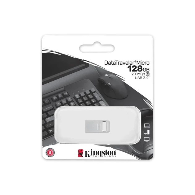 Накопитель Kingston 128GB USB 3.2 Type-A Gen1 DT Micro R200MB/s Metal - изображение 7
