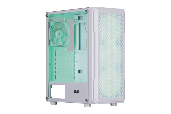 Корпус 2E GAMING Hexagon G338W без БЖ 2xUSB3.0, 1xUSB Type-C, 3x120 мм ARGB, 1x120 мм, VGA 330 мм, LCS ready, HUB, TG боковая панель, ATX, белый. - изображение 4