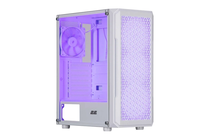 Корпус 2E GAMING Hexagon G338W без БЖ 2xUSB3.0, 1xUSB Type-C, 3x120 мм ARGB, 1x120 мм, VGA 330 мм, LCS ready, HUB, TG боковая панель, ATX, белый. - изображение 5