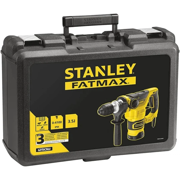 Перфоратор сетевой STANLEY FatMax SDS+ 1250 Вт 3.5 Дж 3 режима кейс FME1250K-QS - Фото 3 Перфоратор сетевой STANLEY FatMax SDS+ 1250 Вт 3.5 Дж 3 режима кейс FME1250K-QS - изображение 3