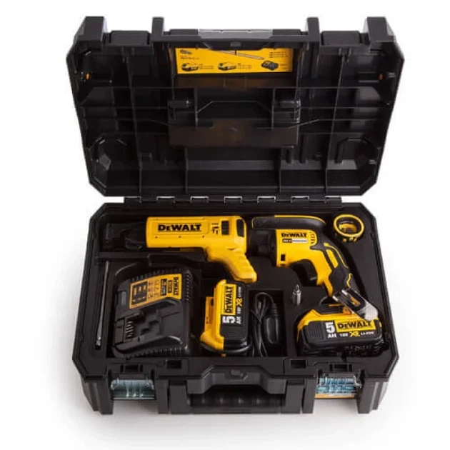 Шуруповерт для гипсокартона бесщеточный DeWALT 18 В XR Li-Ion 30 Нм 2 АКБ 5 А·ч ЗУ кейс DCF620P2K-QW - изображение 6