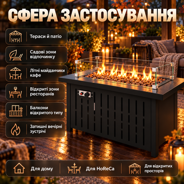 Обогреватель на газу уличный Gordon 13 кВт газовый нагреватель 77 см на баллон с эффектом пламени - изображение 4