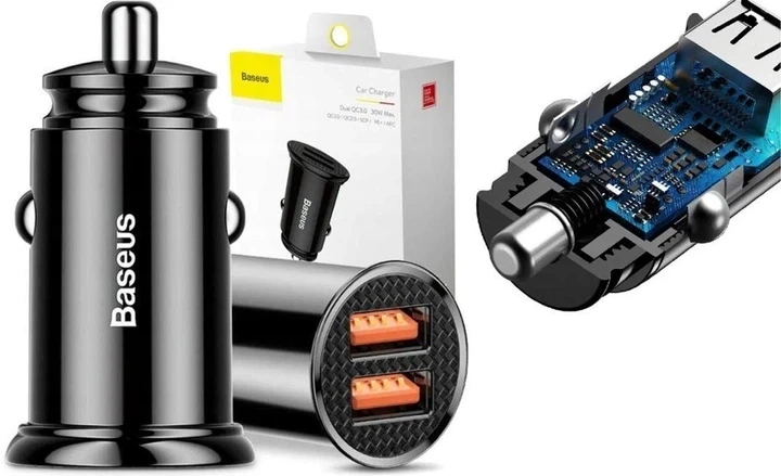 Автомобильное зарядное устройство для Baseus Circular Plastic A+A 30W PPS Car Charger Black (CCALL-YS01) - изображение 4
