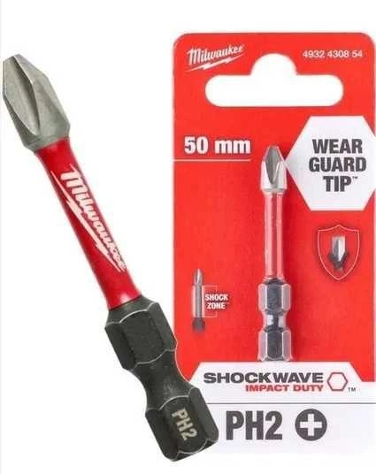 Бита MILWAUKEE SHOCKWAVE PH2 50 мм ударная для шуруповерта 1 шт - изображение 5
