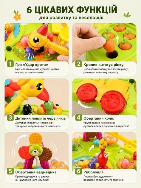 Інтерактивний столик WToys риболовля, пальчикова гра, інтерактивна гра, спінер, магнітна гра, озвучено українською мовою (93790) - Фото 7 Інтерактивний столик WToys риболовля, пальчикова гра, інтерактивна гра, спінер, магнітна гра, озвучено українською мовою (93790) - зображення 7