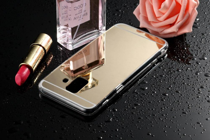 Чехол LUX для Samsung A730 / A8 Plus 2018 силикон зеркальный золотой ...