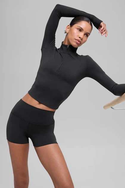 Жіночий лонгслів ALO Softsculpt Precision 1/4 Zip Long Sleeve Black W3967R — розмір S - зображення 3