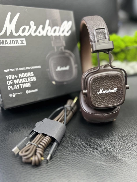 Наушники Marshall Major V Bluetooth Brown 100 часов работы, быстрая зарядка, складные, с микрофоном - изображение 8
