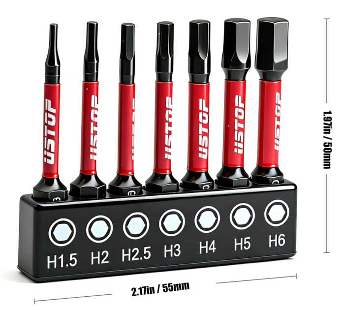 Набір шестигранних біт USTOP S2 50 мм, 7 шт. (HEX H1.5-H6) - зображення 2