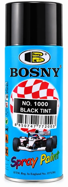 Лак аерозольний тонуючий Bosny Black Tint №1000 чорний 400 мл - Фото 1 Лак аерозольний тонуючий Bosny Black Tint №1000 чорний 400 мл - зображення 1