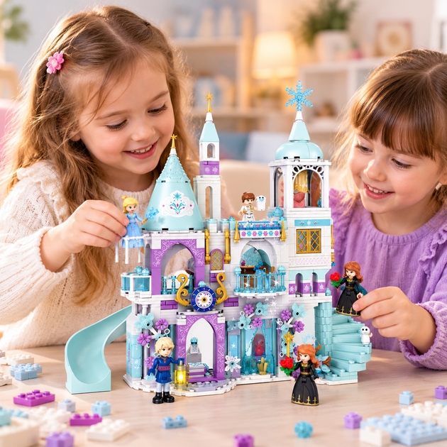 Конструктор Ледяной дворец Disney Frozen Снежной королевы 742 детали с 5 фигурками, лошадью и каретой для детей от 8 лет - изображение 6