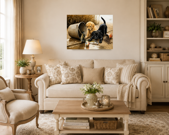 Алмазная мозаика на подрамнике ColorArt 30х40 Играющие собаки STP400 + Подарок лак для покрытия - изображение 3