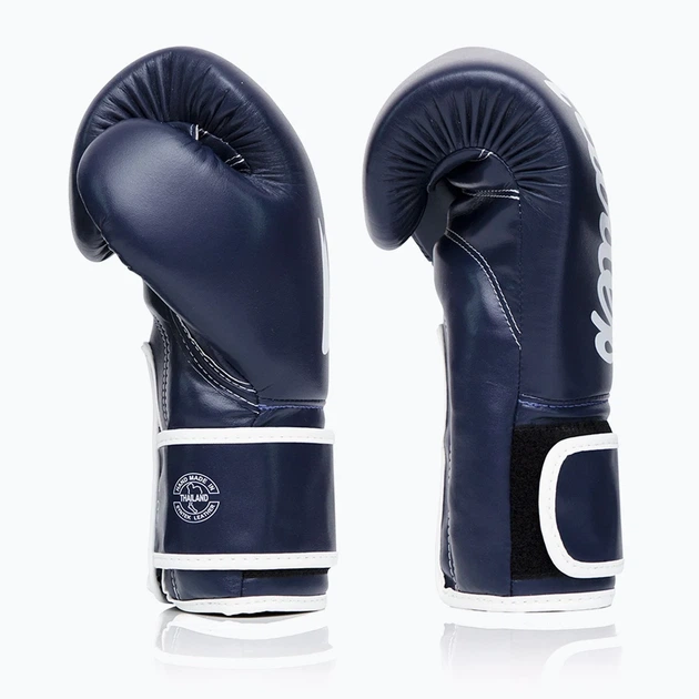 Боксерские перчатки Fairtex искусственная кожа 14 унций синие - изображение 8