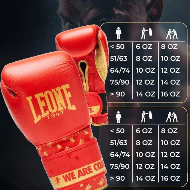 Боксерские перчатки Leone натуральная кожа 16 унций красные с бинтами 4 м. - изображение 10