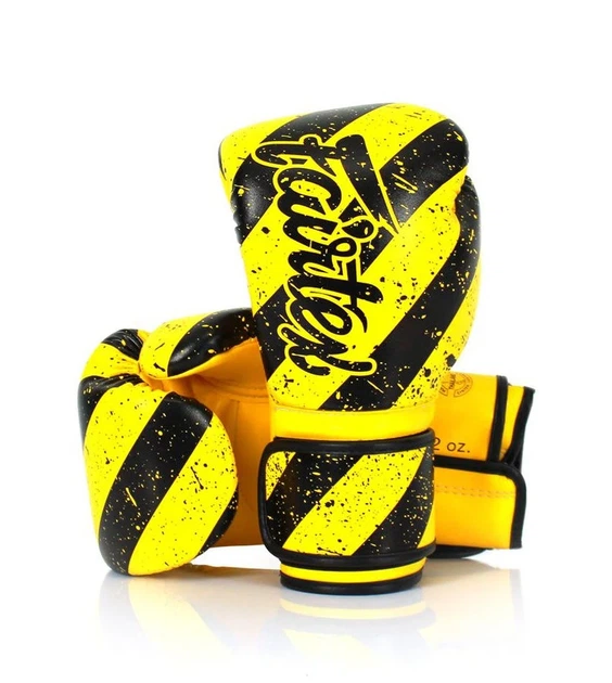 Боксерские перчатки Fairtex искусственная кожа 14 унций желтые черные. - изображение 5