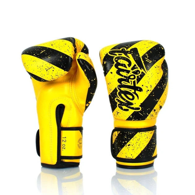 Боксерские перчатки Fairtex искусственная кожа 14 унций желтые черные. - изображение 6
