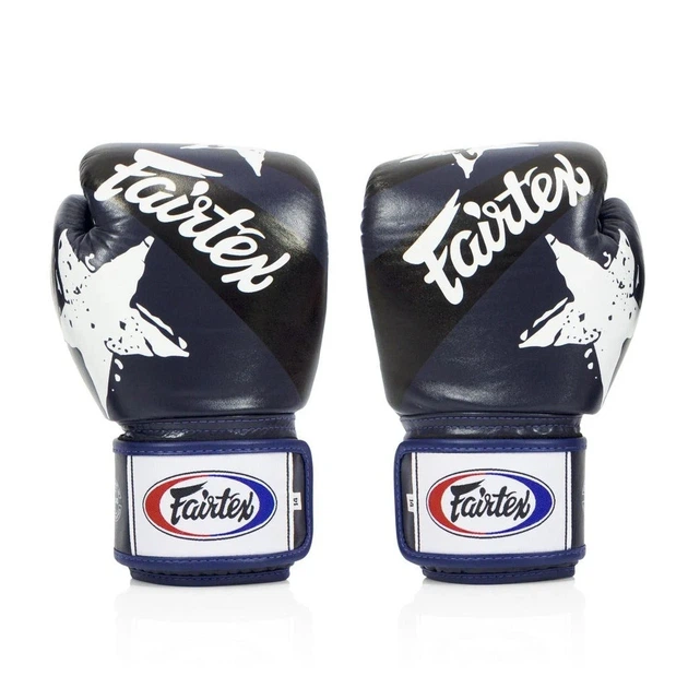 Боксерские перчатки Fairtex натуральная кожа 14 унций синие. - изображение 5