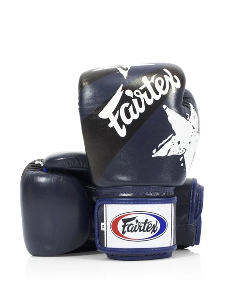 Боксерские перчатки Fairtex натуральная кожа 14 унций синие. - изображение 8