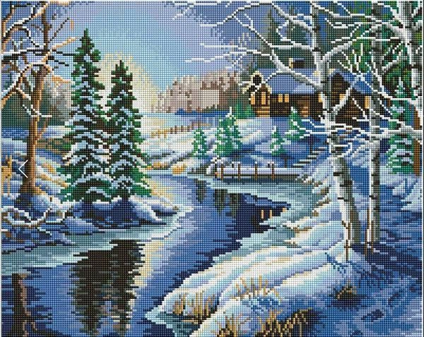 Алмазная мозаика ColorArt 40х50см Зимний пейзаж SP028 полная выкладка, квадратные алмазики, набор для творчества и рукоделия - изображение 2