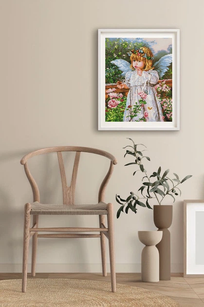 Алмазная мозаика ColorArt 40х50 Очаровательный ангелочек SP040 полная выкладка, квадратные алмазики, набор для творчества и рукоделия - изображение 3
