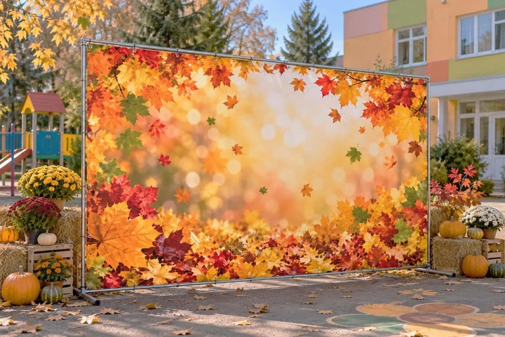 Баннер для фотозоны осенний PHOTODECOR «Кленовые листья и золотое боке» 1 кв.м - Фото 1 Баннер для фотозоны осенний PHOTODECOR «Кленовые листья и золотое боке» 1 кв.м - изображение 1