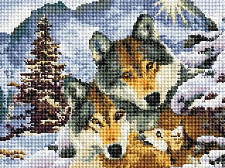 Алмазна мозаїка на підрамнику ColorArt Вовки 30x40 STP406 + Подарунок лак для покриття - зображення 2