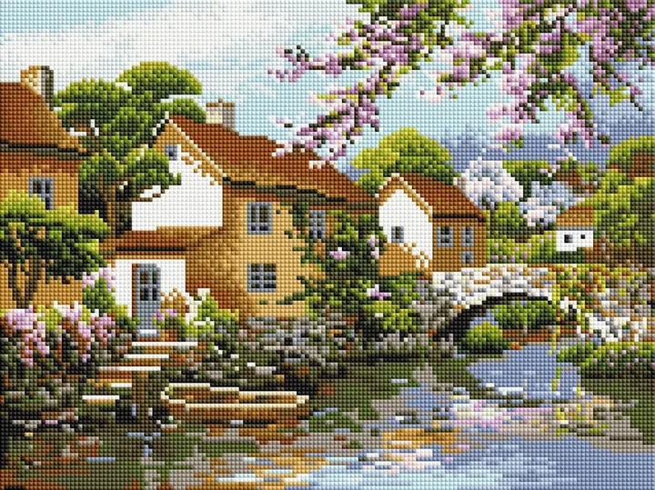 Алмазная вышивка на подрамнике ColorArt 30х40см Домик на берегу STP415 + Подарок лак для покрытия, полная выкладка, квадратные алмазики, набор для творчества и рукоделия - изображение 2
